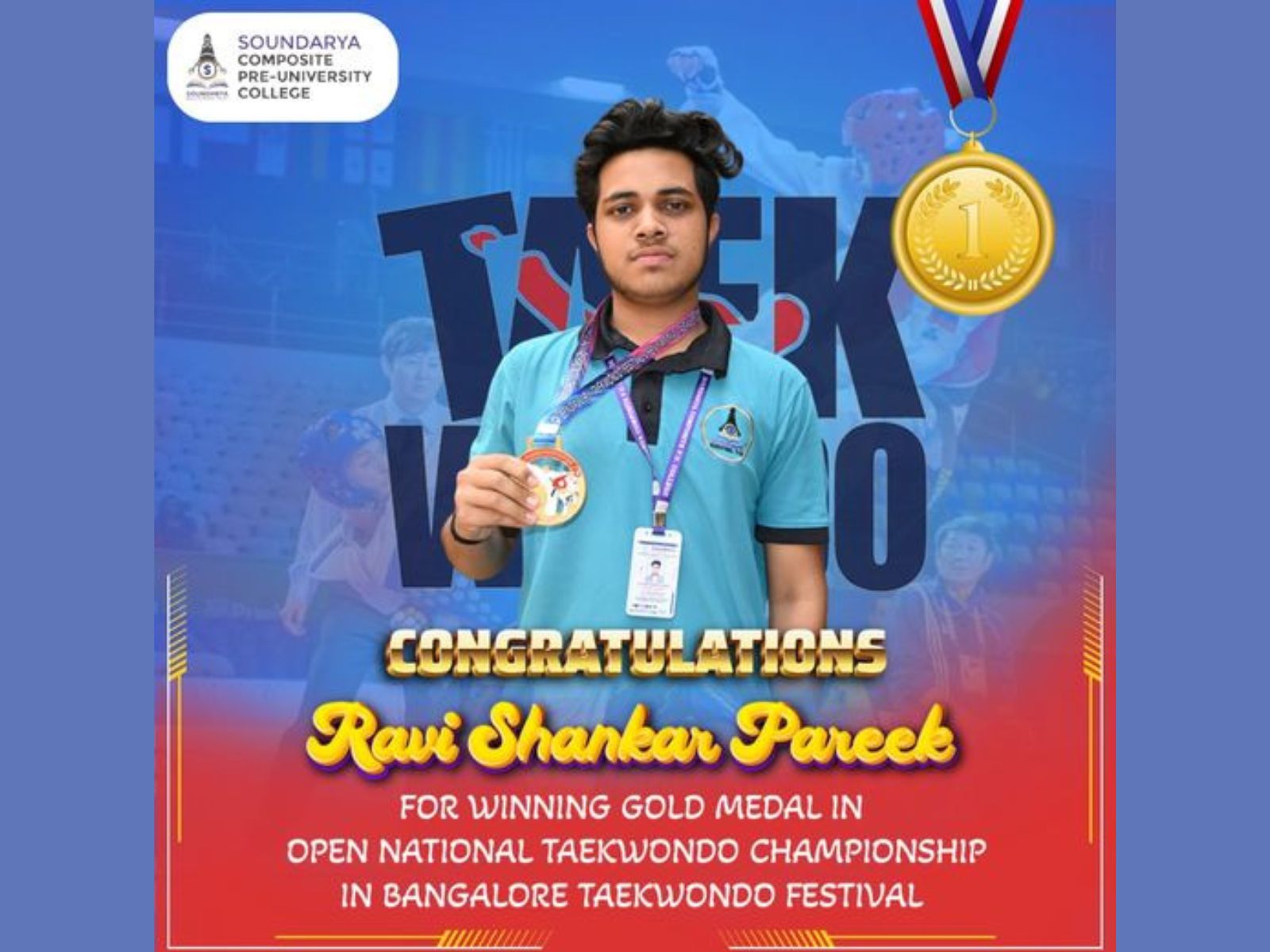 State Level Taekwondo Gold Medal Winner