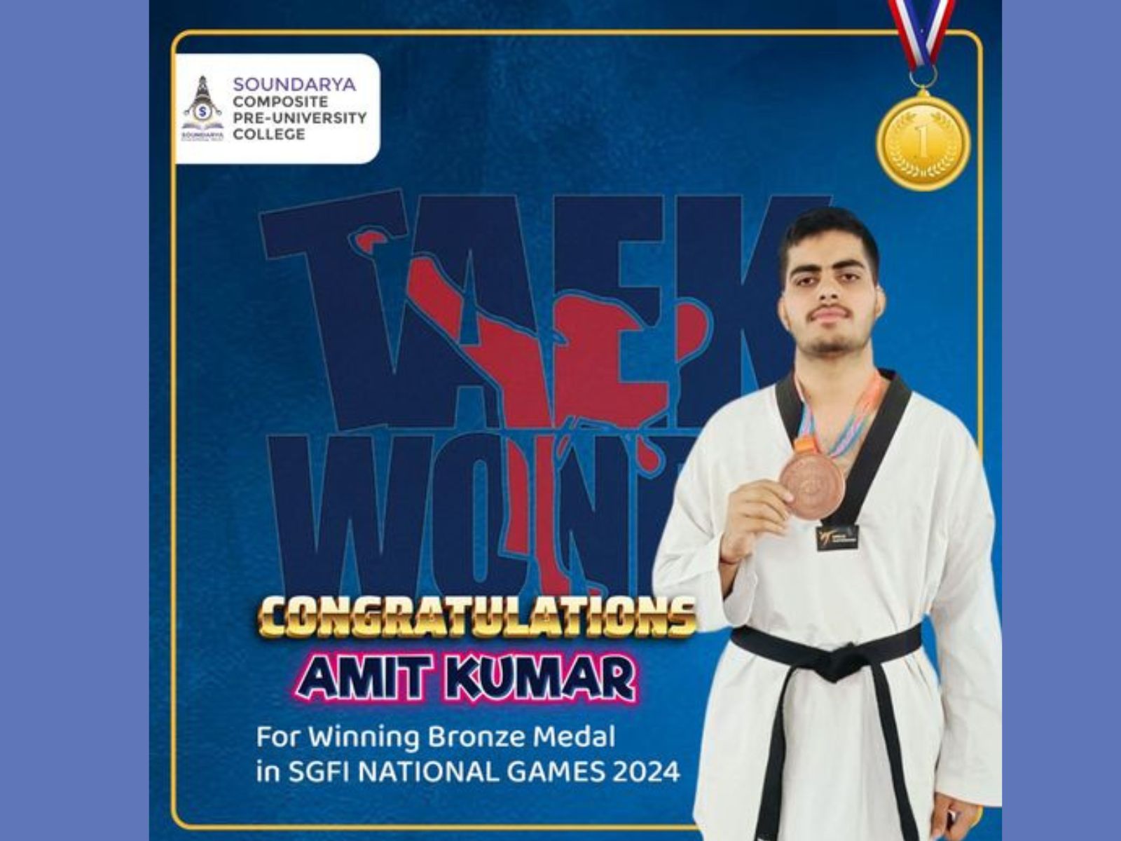 National Level Taekwondo Bronze Medal Winner