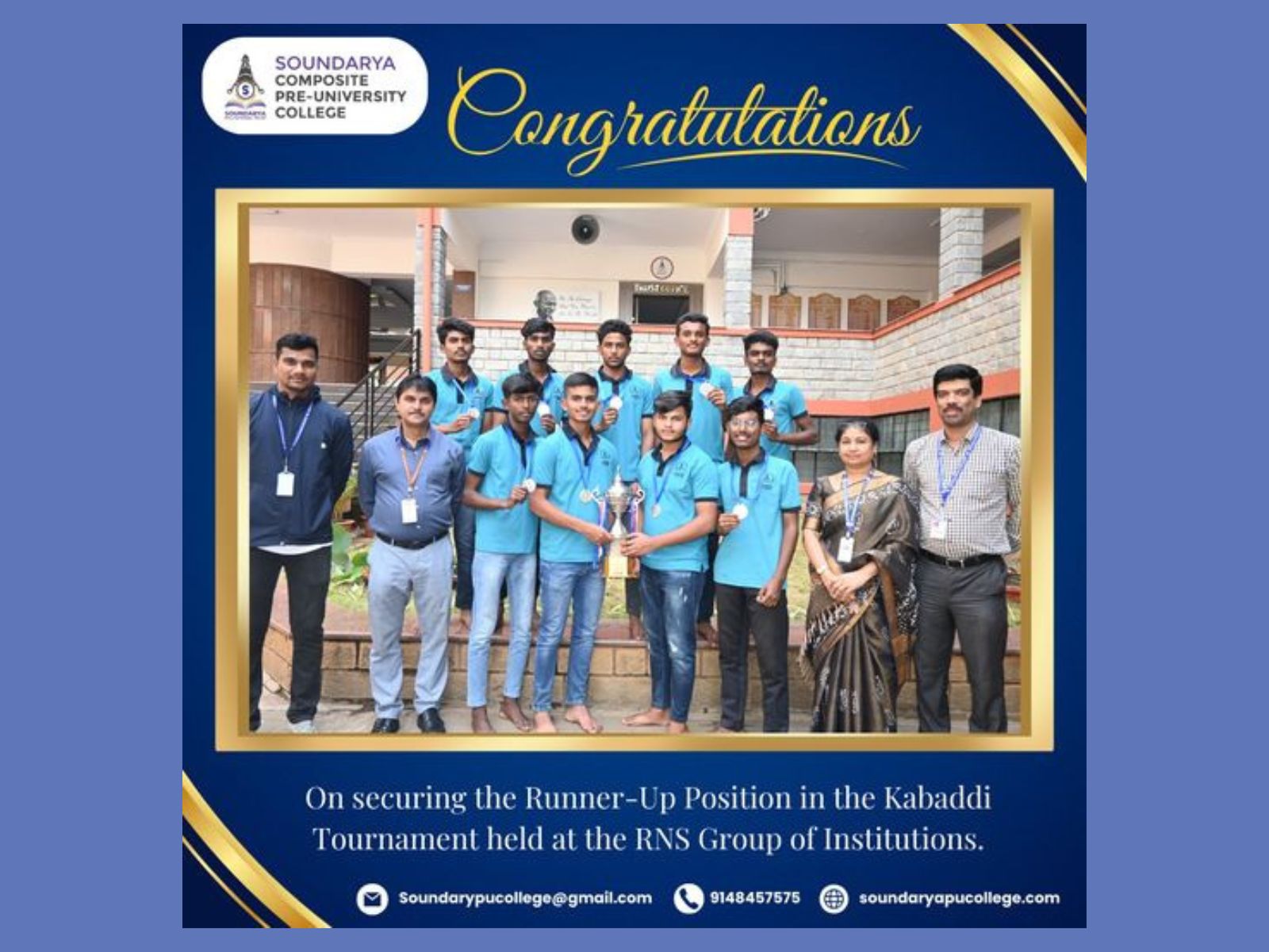 Runners-up in the inter-collegiate Kabaddi tournament